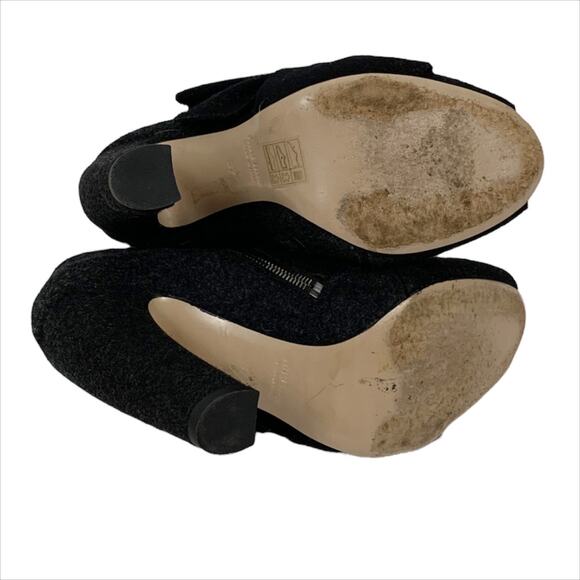 Miu Miu Dark Grey and Black Wool Open Toe Ankle Boots Booties Size 37 US 7 - Picture 9 of 10